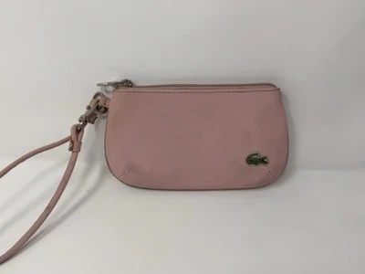 Vintage Lacoste Candy Pink Nylon Wristlet Clutch 5x7 Zip Pouch Logo Tag - Image 1 of 4