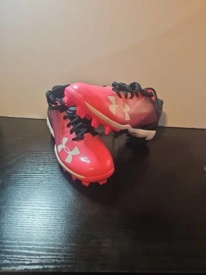 Under Arnour MLB Baseball/Softball Cleats - Size 1Y - Pink & Black - Image 1 of 4