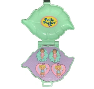Vintage Polly Pocket Polly's Earring Case 1991 Compact Playset Leaf Clip-On Pair - Picture 1 of 21