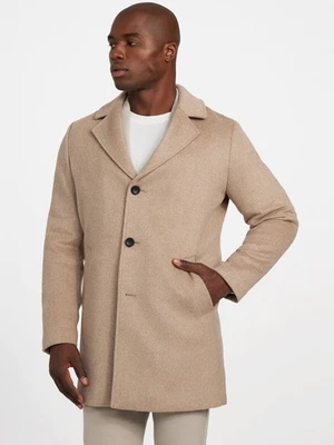 Guess Eco Wool Blend Fitted Men's Coat Chestnut Heather Tan Medium - Image 1 of 4