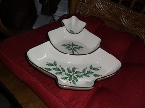 Lenox Holiday 11" 3 Fächer Tablett Weihnachtsbaum Schale ~ American by Design ~ - Bild 1 von 7