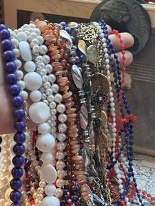 Vintage Beaded Costume Jewelry Lot – Wearable Faux Pearls – Clean & Colorful - Picture 1 of 7