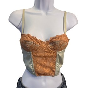 Satin Lace Babydoll Corset Women's XS Boned Coquette Festival Layering
