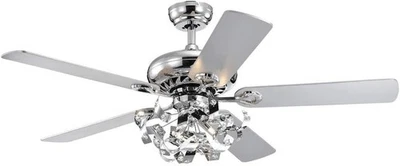 Maree Chrome 52-Inch 5-Blade Lighted Ceiling Fan - Image 1 of 4