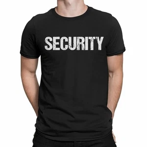 Camiseta de seguridad para hombre negra para hombre camiseta blanca personal evento diseño angustiado - Imagen 1 de 6