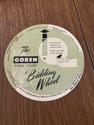 Vintage Bridge Cards GOREN Point Count BIDDING WHEEL - Image 1 of 2
