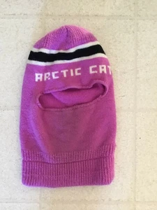 Vintage Arctic Cat Knit Full Face Mask Purple Striped Black/White Balaclava USA - Picture 1 of 4