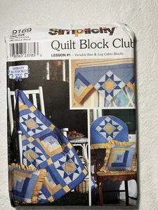 Simplicity Quilt Block Club Lesson 1 Stars & Log Cabin Blocks Pattern 9169 UNCUT - Picture 1 of 2