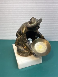 Vintage Jeep Willys Gold Miner Prospector Paper Weight Hood Ornament Marble Base - Picture 1 of 12
