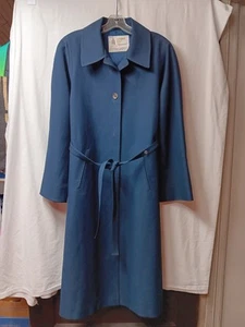 Gabardina vintage London Fog azul marino con cinturón para mujer talla 14 regular - Imagen 1 de 10