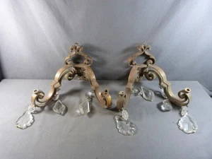 Brass wall light with pendants to be restored - Picture 1 of 12