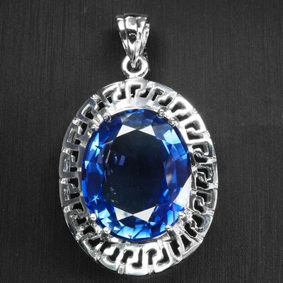 Рождественский подарок подвеска королевский синий танзанит 19,75 карат серебро 925 пробы ручной работы - Изображение 1 из 4