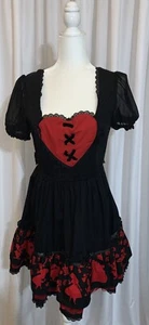 Hot Topic Disney Alice im Wunderland 4 Herzkönigin Kleid Small schwarz rot - Bild 1 von 4