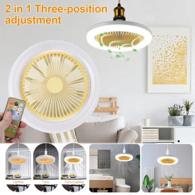 Modern Led Ceiling Fan with Light E27 Adjustable Bedroom Living Room Fan Lamp - Image 1 of 4