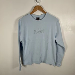Nike Sweatshirt Girls Large Embroidered Logo Light Blue Vintage Y2K - Picture 1 of 11