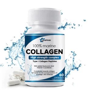 Capsule di collagene marino idrolizzato 1200 mg tipo 1 puro massimo forza capelli pelle - Foto 1 di 8