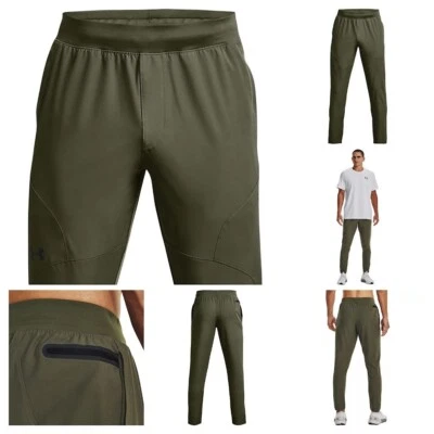 Under Armour XL 裤子男式海洋绿色黑色 - UA 不可阻挡的修身慢跑裤全新带标签 — 第 1/4 张图片