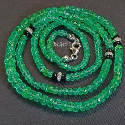 Colar de miçangas facetadas colombianas de ouro branco 18K sólido 3-6,5 mm 24" - Imagem 1 de 4