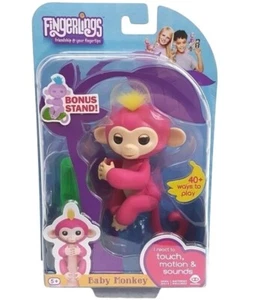 WowWee Fingerlings Interactive Baby Monkey Bella Pink 2016 With Stand 5" NEW - Picture 1 of 9