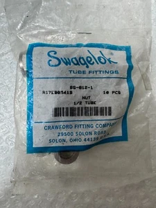 10, SWAGELOK SS 1/2" ROHRVERSCHRAUBUNG MUTTERN TEIL # SS-912-1 - Bild 1 von 2