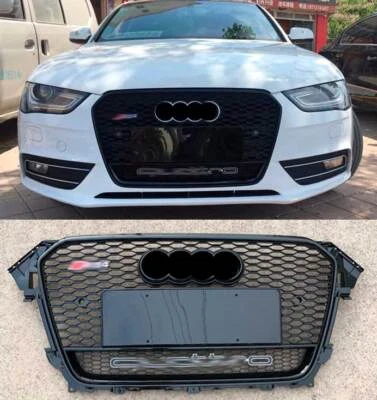 For Audi A4 S4 B8.5 RS4 Style 2013-2015 2014 Mesh Grille Front Grill w/ Quattro Foto 1 de 4