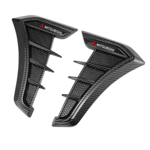 Pair ABS Carbon Fiber Side Fender Vent Wing Trim Car Accessories For Mitsubishi - Picture 1 of 4