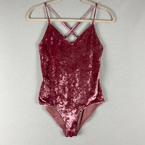 Revolve Privacy Please Madre Crushed Velvet Bodysuit Womens Small Pink Stretch - Picture 1 of 13