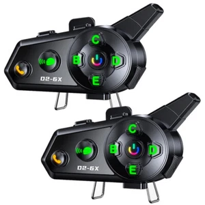 2X Bluetooth Motorcycle Helmet Intercom 500m 6-Way Rider Live Intercom Headset - Picture 1 of 17
