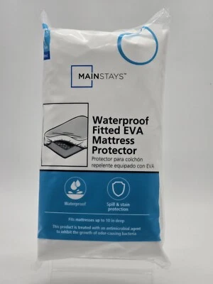 Mainstays Waterproof Mattress Protector White ( 39" W × 75" L × 10" D ) Sealed  - Image 1 of 2