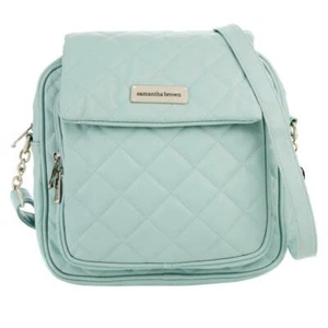 Samantha braune gesteppte Umhängetasche in hellblau türkis brandneu Handtasche - Bild 1 von 6