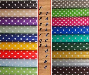 Polka Dot Spots PVC Vinyl Tablecloth Oilcloth ALL SIZES AVAILABLE by PRESTIGE - Picture 1 of 22