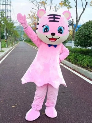 Disfraz de Navidad de Tigre Rosa con Dibujos Animados Mascota Fiesta Publicidad Vestido Foto 1 de 3
