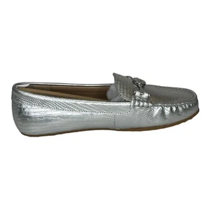 Lauren Ralph Lauren Beckford | Debossed Lizard Leather | Silver | Womens 6 EU 37 - Picture 1 of 10