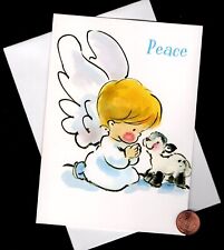 VINTAGE Christmas Makiko Angel Lamb Wings - RELIGIOUS  Greeting Card W/ TRACKING
