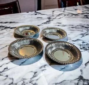 Vintage Versilberte Schalen Primel 6,5" 4er Set Silber Wüste Suppe Vorspeise - Bild 1 von 10
