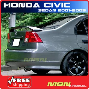 2001-2005 For Honda Civic 4D Rear Trunk Spoiler Painted NH623M SATIN SILVER MET - Foto 1 di 1
