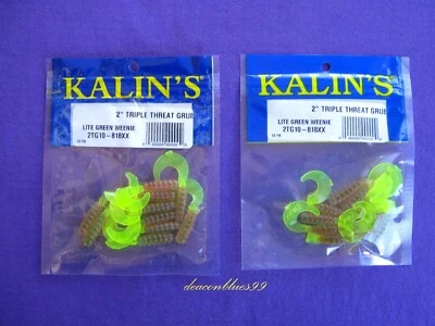 Lote de 2 paquetes - Kalin's Triple Threat Grubs 2" Green Weenie, paquete de 10 - 2TG10-818 Foto 1 de 4