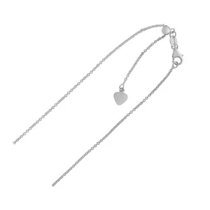 Adjustable Cable Chain Necklace in 14k White Gold 1.0mm Width 22" Inch Length - Picture 1 of 3
