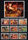 TURKS & CAICOS ISLANDS, SCOTT #442-451, SET 9 STAMPS & S/S DISNEY 1980 PINOCCHIO