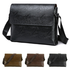 UK Mens Leather Messenger Bags Briefcase Satchel Shoulder Bag Cross Body Handbag