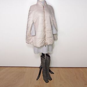 Krizia Puffer Cape Jacket Coat Light Beige Nylon Womens One Size