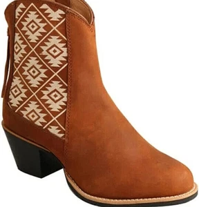 Twisted X Western Boots Women's US 8 B Bootie Oiled Saddle Brown WWF0010 NEW - Picture 1 of 7
