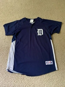Majestic Boy Size L Detroit Tigers #35 Justin Verlander Blue Jersey (B1) - Imagen 1 de 4