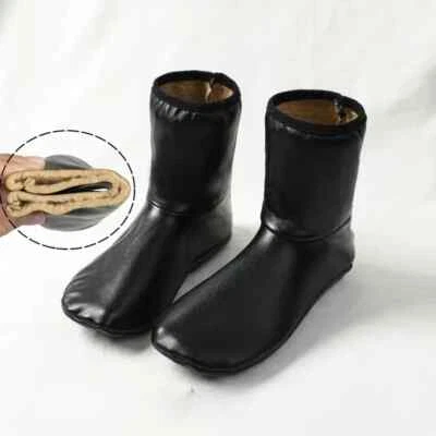 Pu Leather Socks Black Warm Winter Thermal Floor Socks for Men & Women Flexible - Image 1 of 4