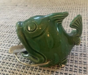 Vintage 1956 Made In Japan Ceramic Fish Lips Ashtray Tobacciana/Art Deco Green - Picture 1 of 8