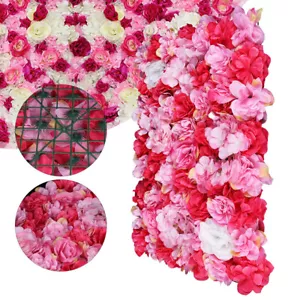 12pcs Rose Flower Wall Panels Artificial Silk Wedding Decor Party Home Floral - Picture 1 of 12