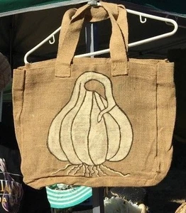 BAGS Garlic design Custom Hand painted Multi-purpose Burlap Shopping bag H801739 - Picture 1 of 12