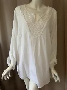 New alfred dunner White Cotton 3/4 Sleeve tops size 18W/1X - Picture 1 of 6