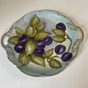 Mint Lorenz Hutschen Reuther -Germany Purple Plum Signed 12” Cake￼ Plate - Picture 1 of 14