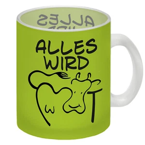 Alles wir KUHt Glas Tasse in grün zum Thema Bauernhof mit Kuh Motiv - Bild 1 von 4